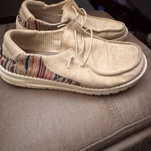 Hey Dude Beige and Multicolor Slip-On Loafers